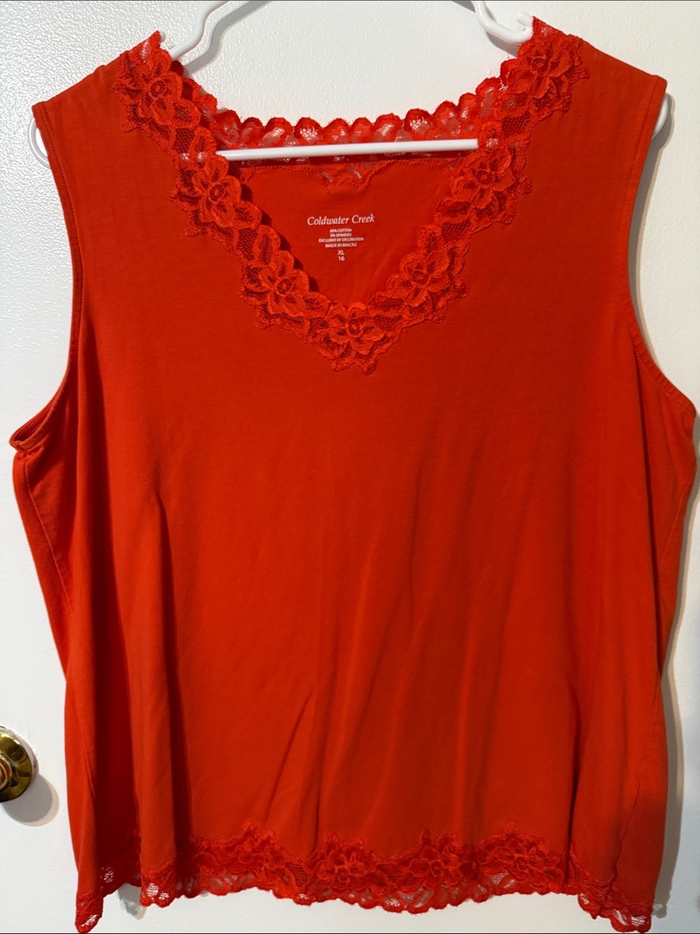 Coldwater Creek Bright Red Lace-Trim V-Neck Camisole